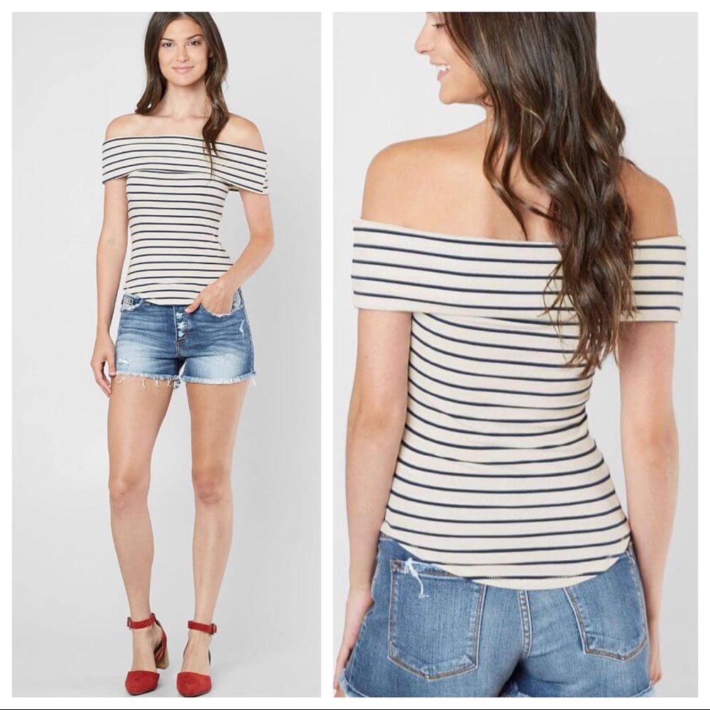 Free People ~ Melbourne Ribbed Off Shoulder Top